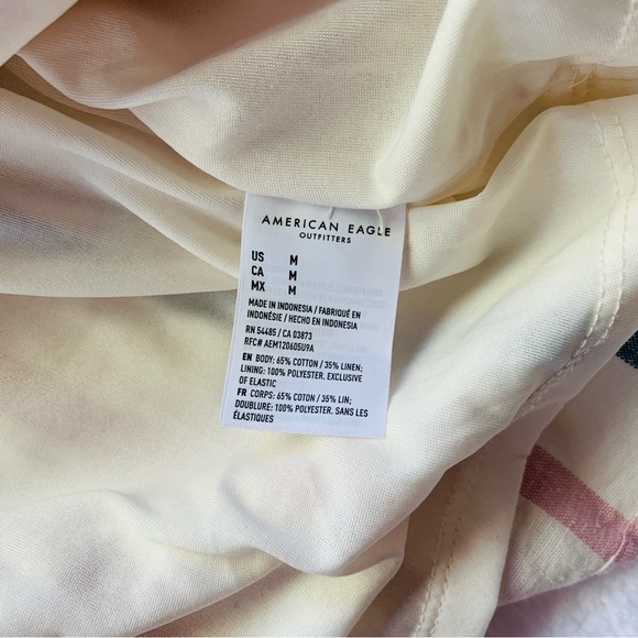 American Eagle Striped Cream Halter Babydoll Tiered Smocked Dress | NWT | Medium - Picture 3 of 10